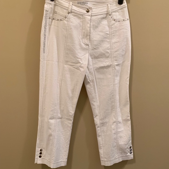 WHITE CROPPED LUCIEN DAUNCIS COLLECTION  PANTS - SIZE 27 (4) - Picture 1 of 10